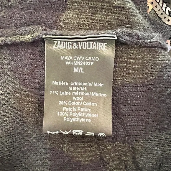 Zadig & Voltaire - NWT camo & sequin cardigan sweater - Picture 7 of 8